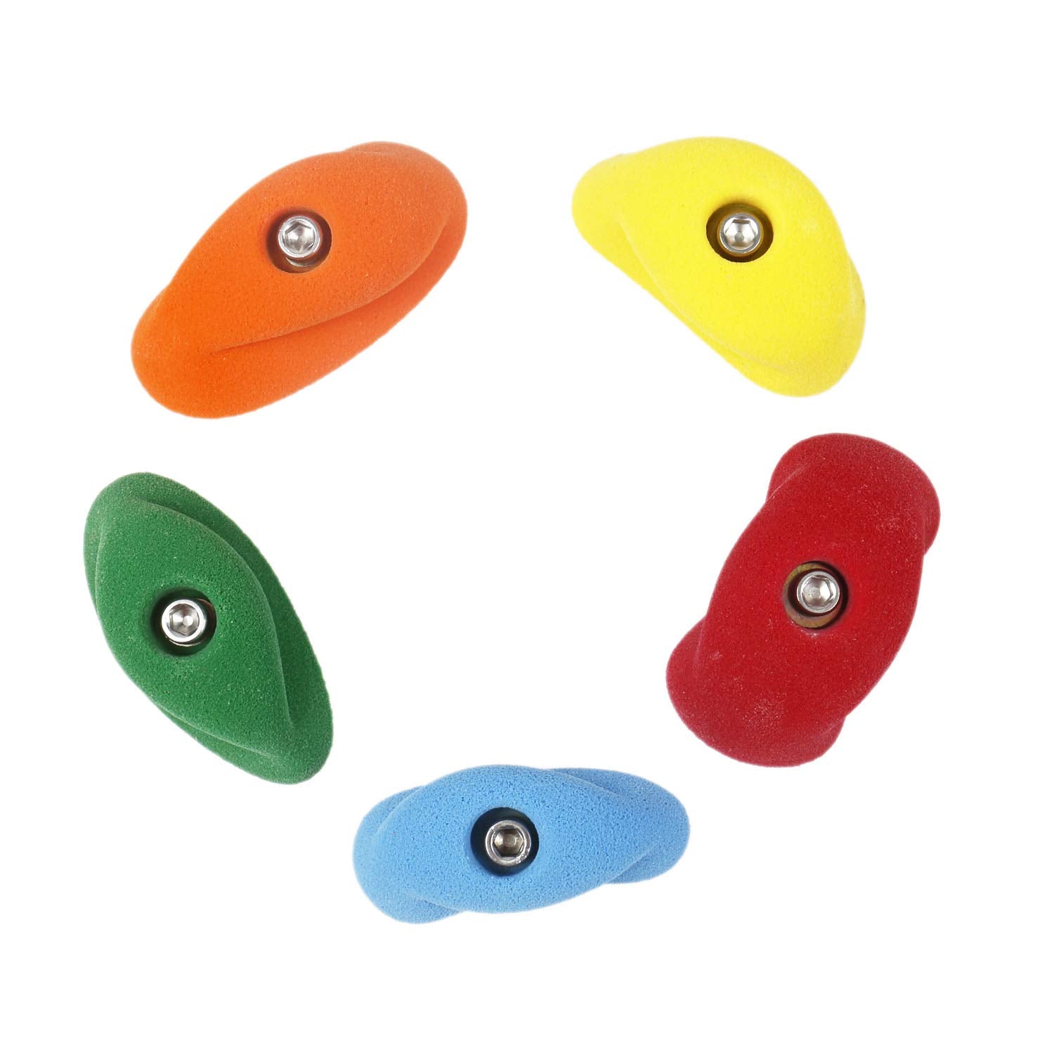 Atomik Climbing Holds small pinches in assorted bright tones with skin-friendly grip.