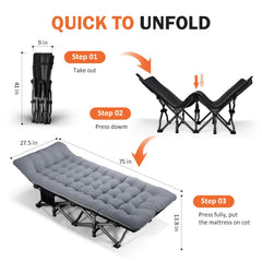 ATORPOK camping cot gray cushion close-up highlights soft fabric for restful sleep.