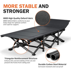 ATORPOK camping cot gray folded image illustrates compact storage and portability.