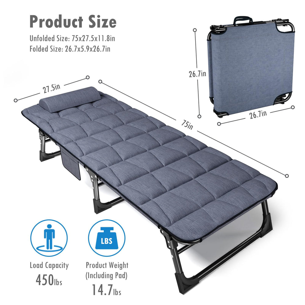 ATORPOK cot four-position backrest adapts for lounging or reading.
