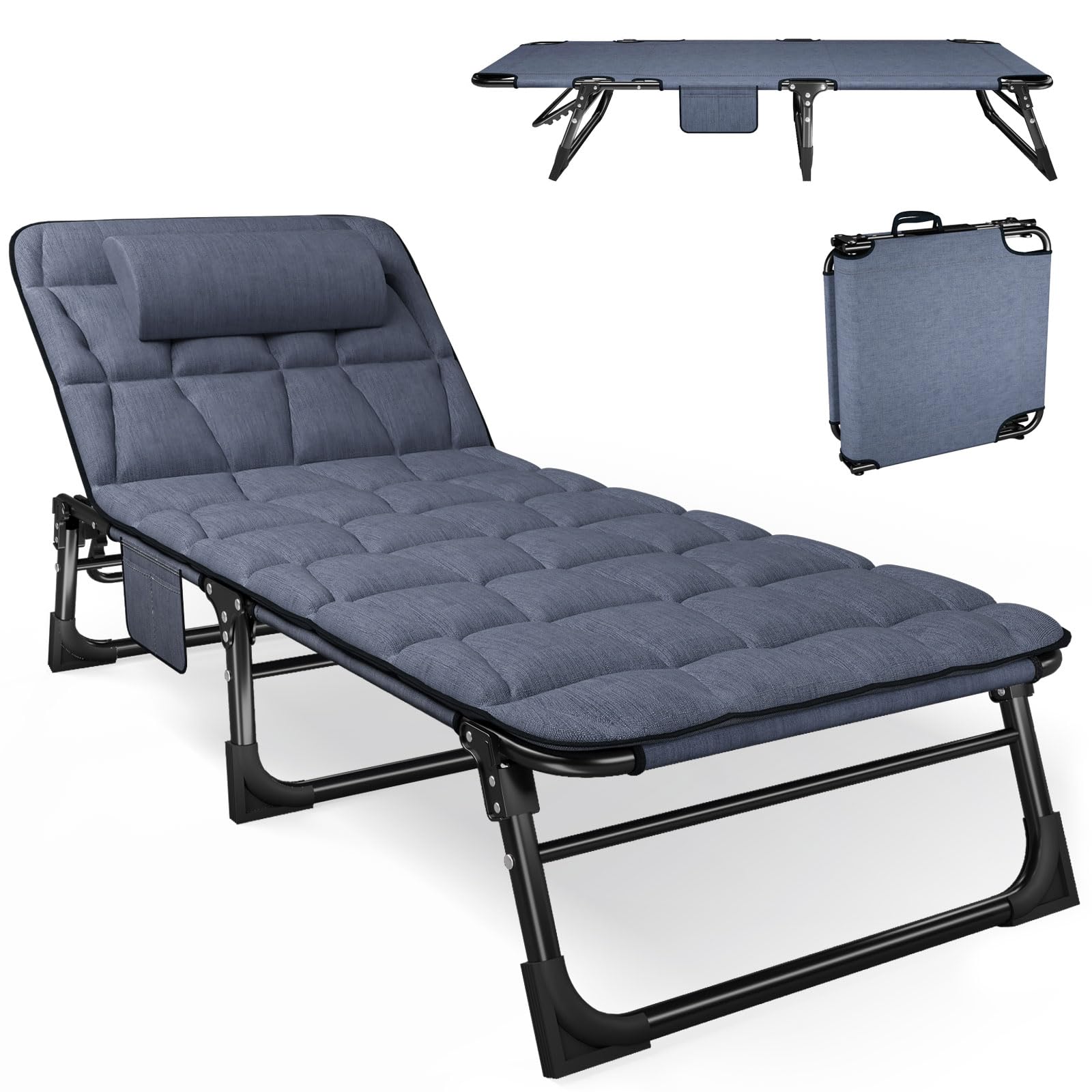 ATORPOK folding cot padded-mattress provides portable comfort for camping or travel.
