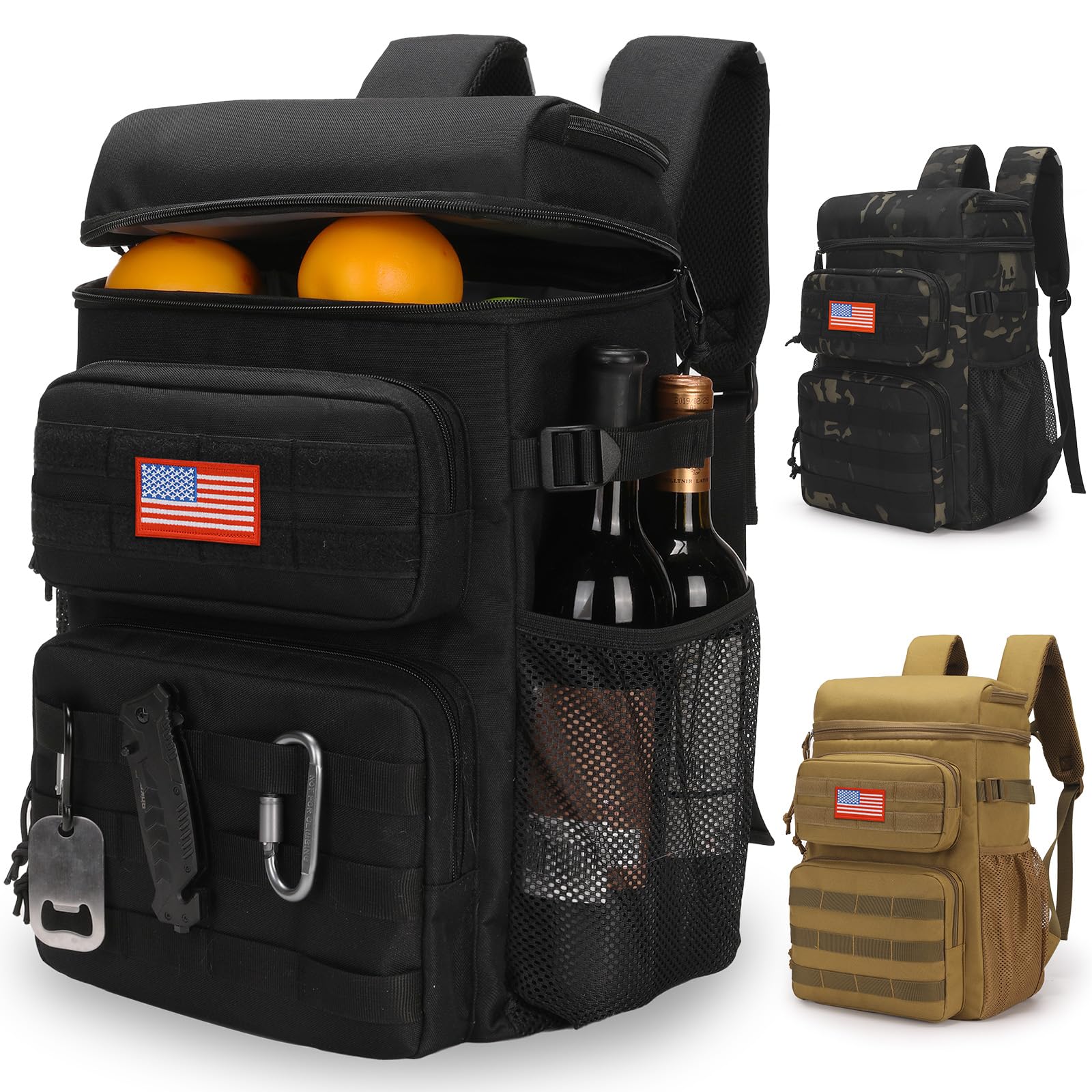 ATRIPACK tactical backpack cooler front view with 25L capacity for outdoor trips.