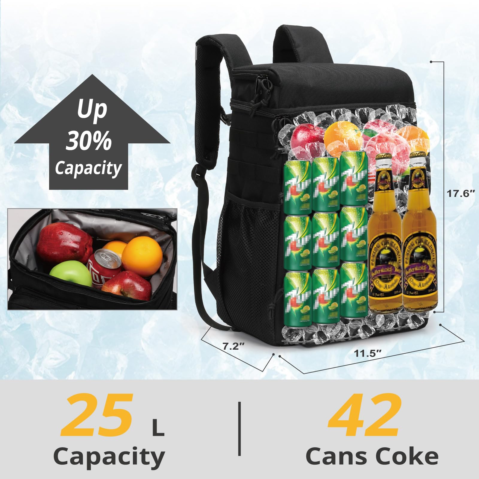 ATRIPACK tactical backpack cooler leakproof lining prevents spills for easy, mess-free transport.