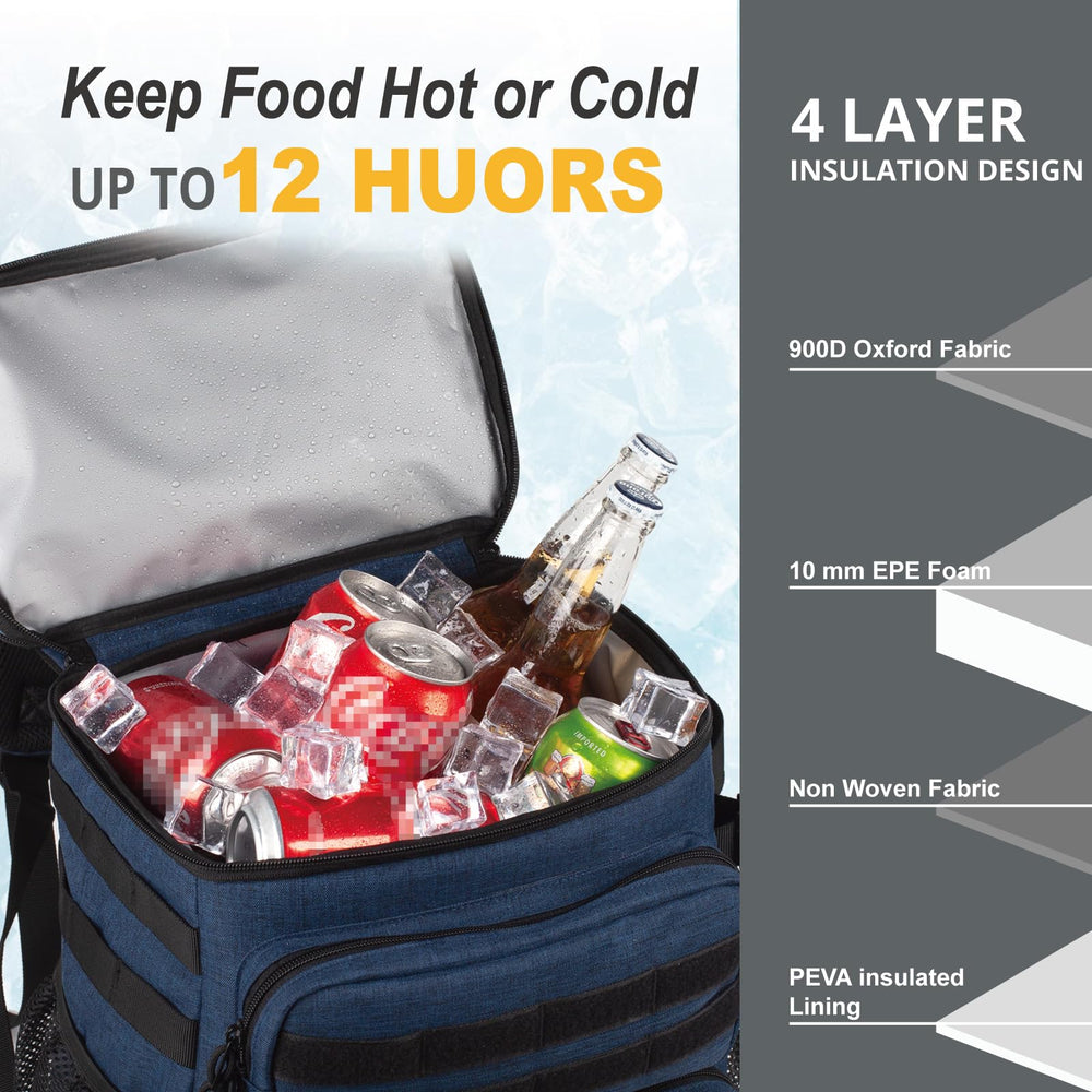 ATRIPACK Tactical Backpack Cooler opened to reveal leakproof PEVA lining.