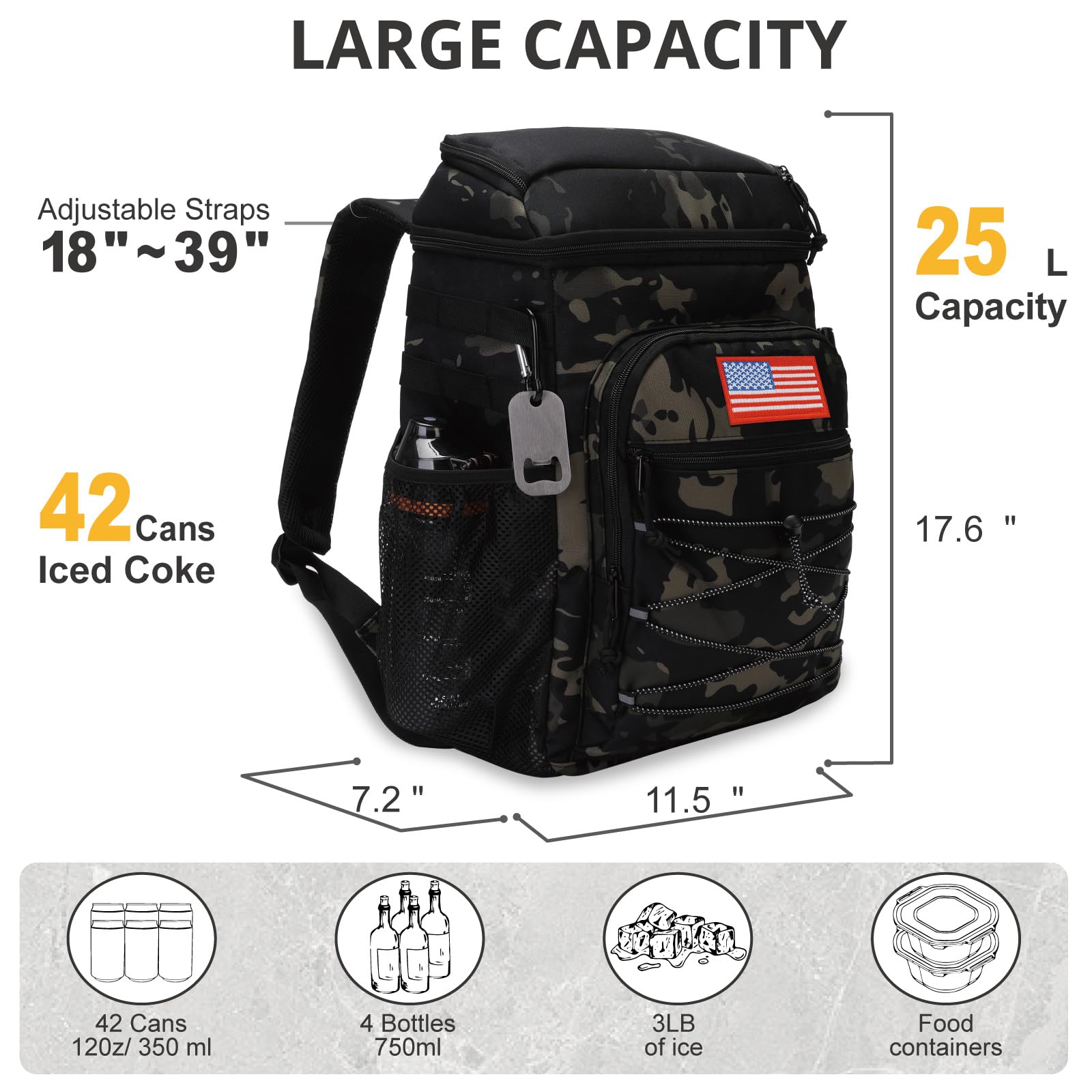 ATRIPACK top-compartment image highlighting 3L space for snacks and quick access.
