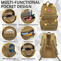 ATRIPACK Tactical Double Deck Cooler Backpack upper dry-item compartment for snacks and meals
