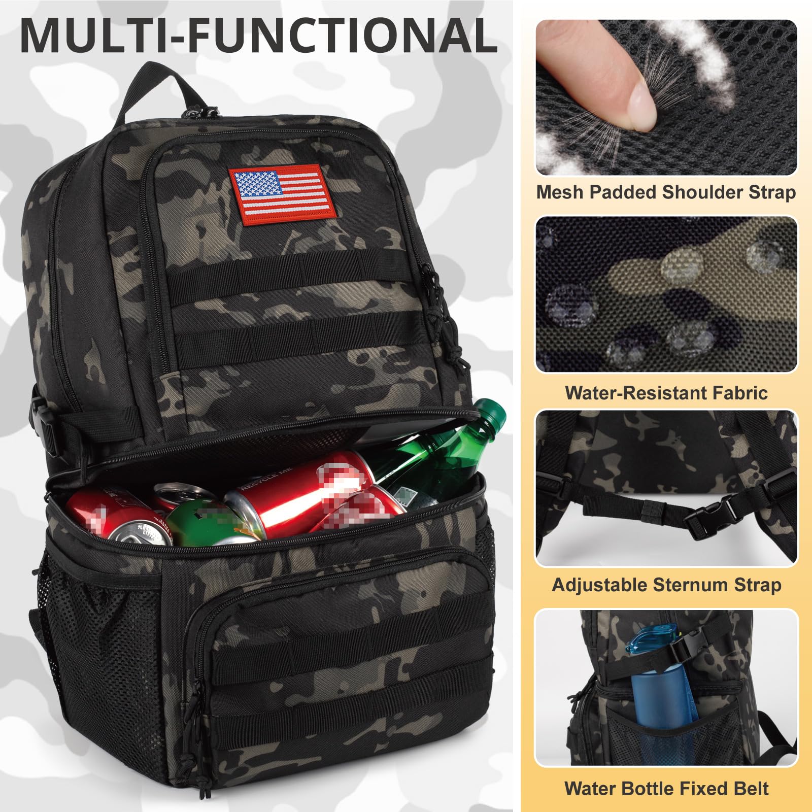 ATRIPACK water-resistant 900D fabric guards against rain and spills