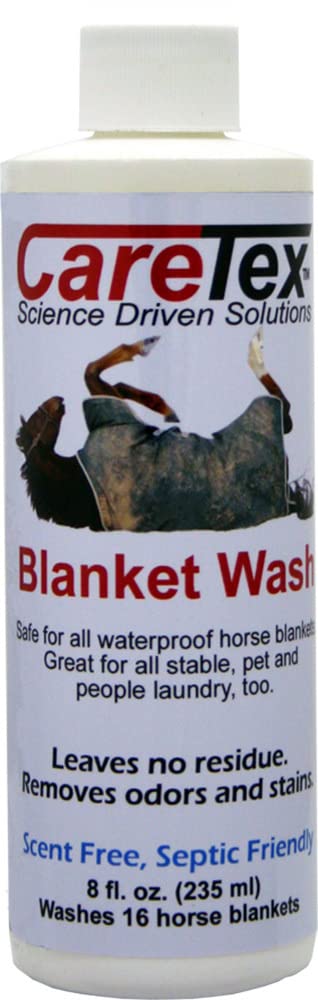 Atsko SNO-Seal Caretex Horse Blanket Wash bottle for residue-free blanket cleaning.