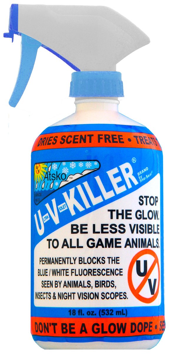 Atsko UV Killer bottle with trigger spray for field camouflage prep.