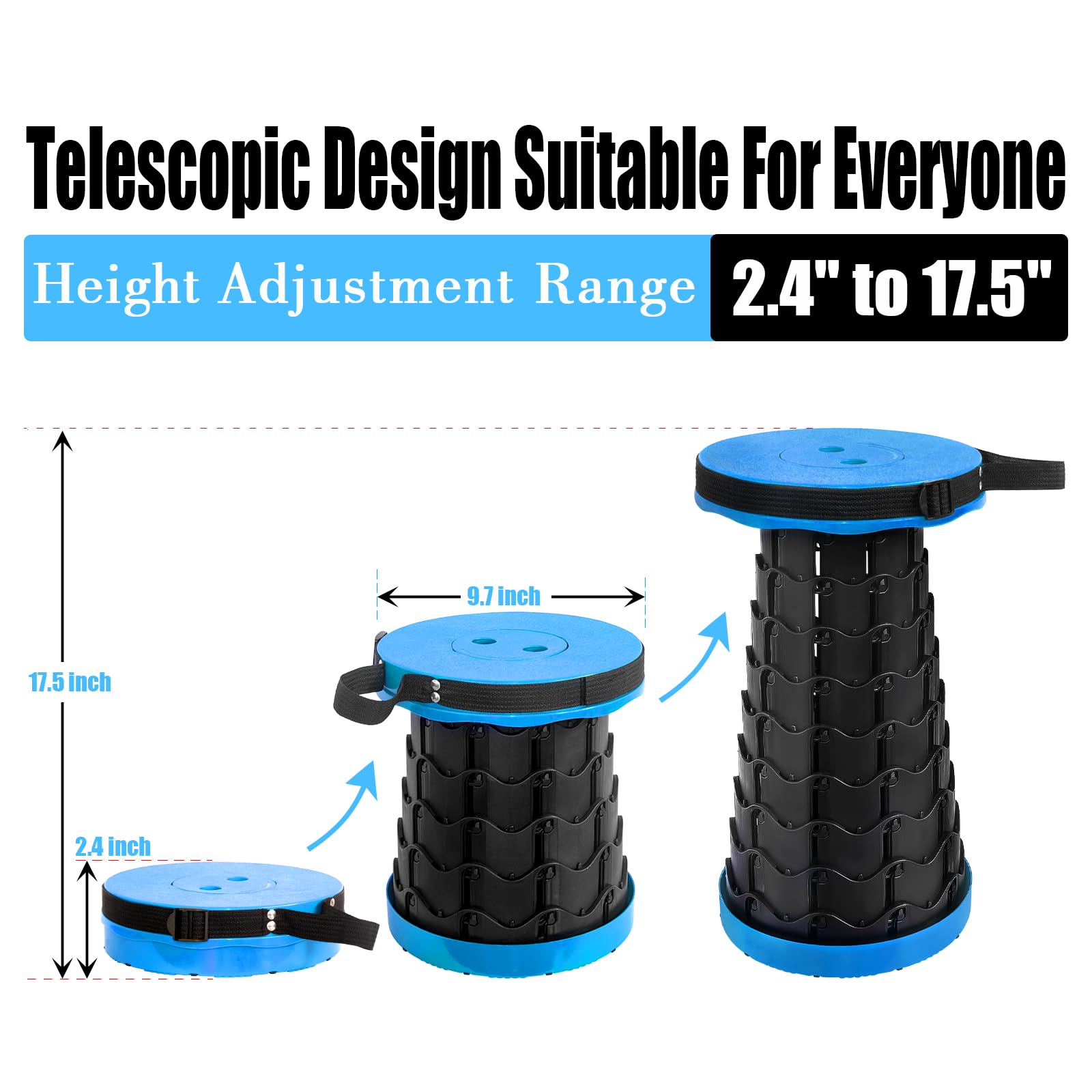 AttoShow blue folded stool compact for easy carry and storage