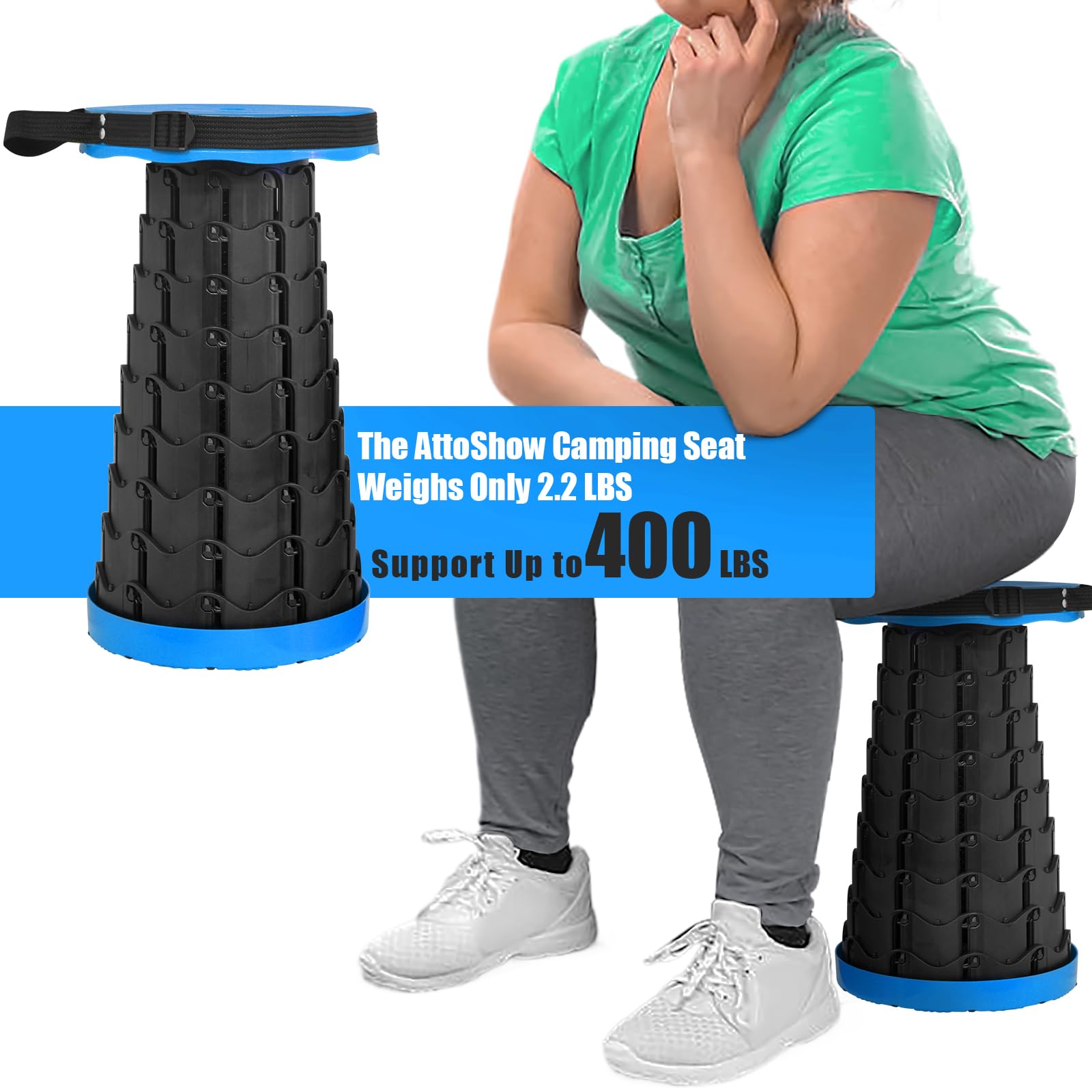 AttoShow two-pack portable stools ideal for family camping and picnics