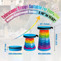AttoShow rainbow stool folded compactly for easy carry on hikes
