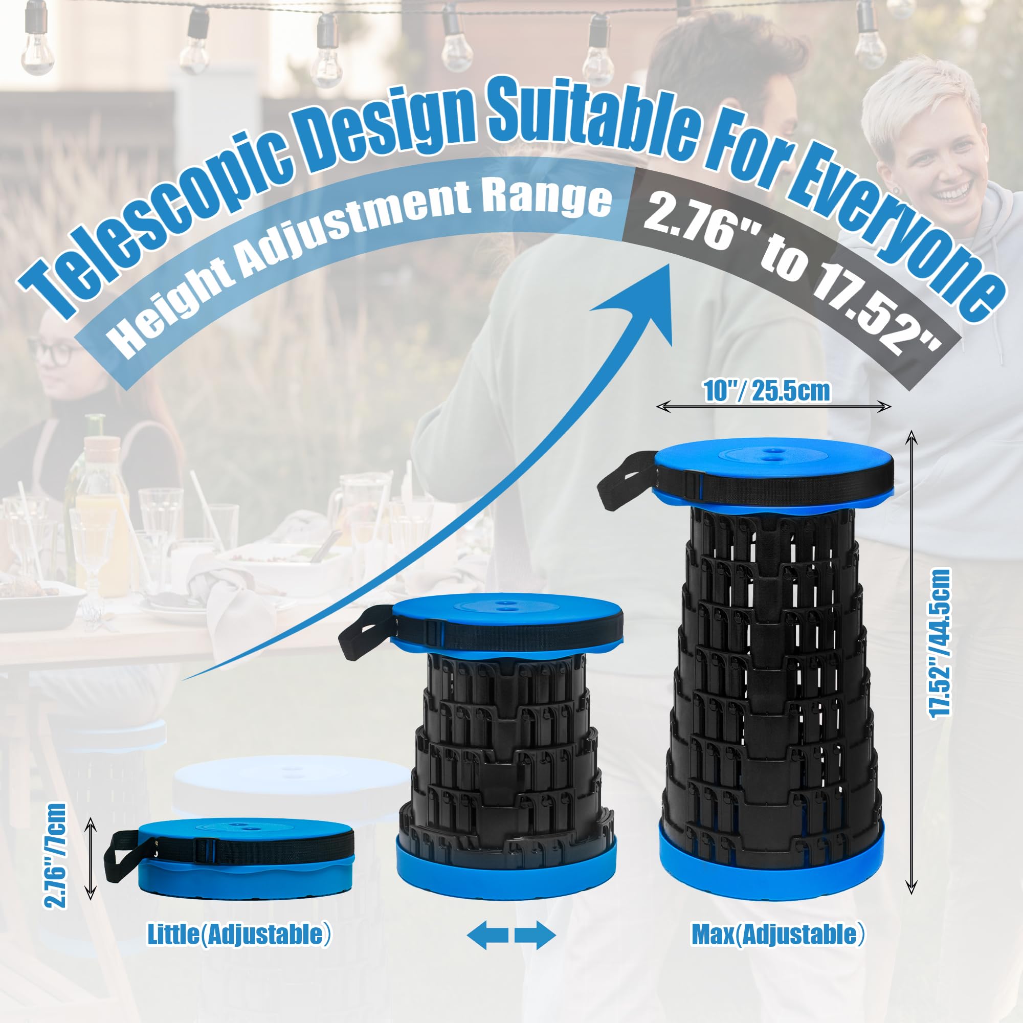 AttoShow upgraded collapsible stool blue folded compact for easy transport.