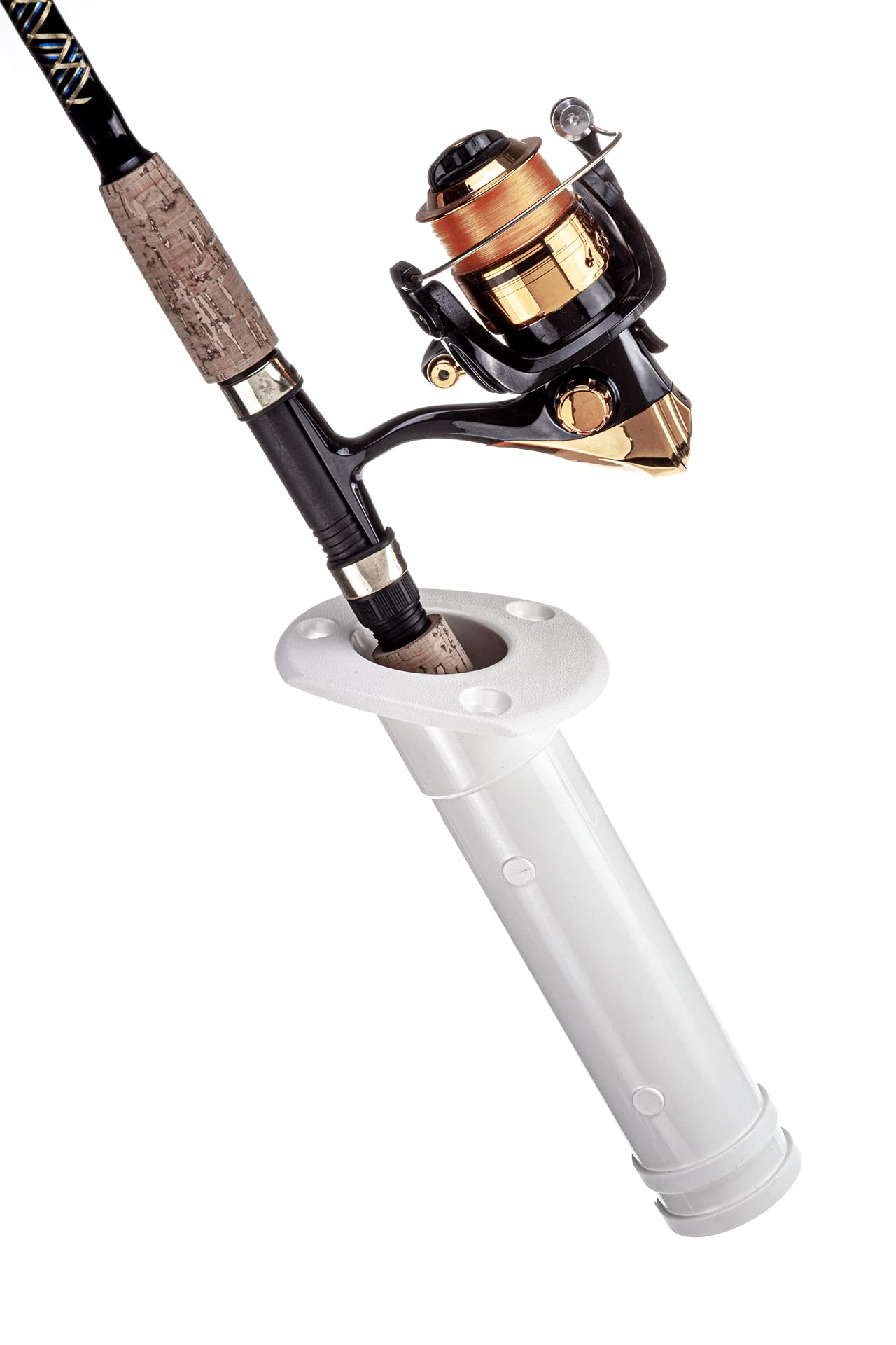 White ABS Attwood 12703D1 rod holder mounted on a boat deck for marine use