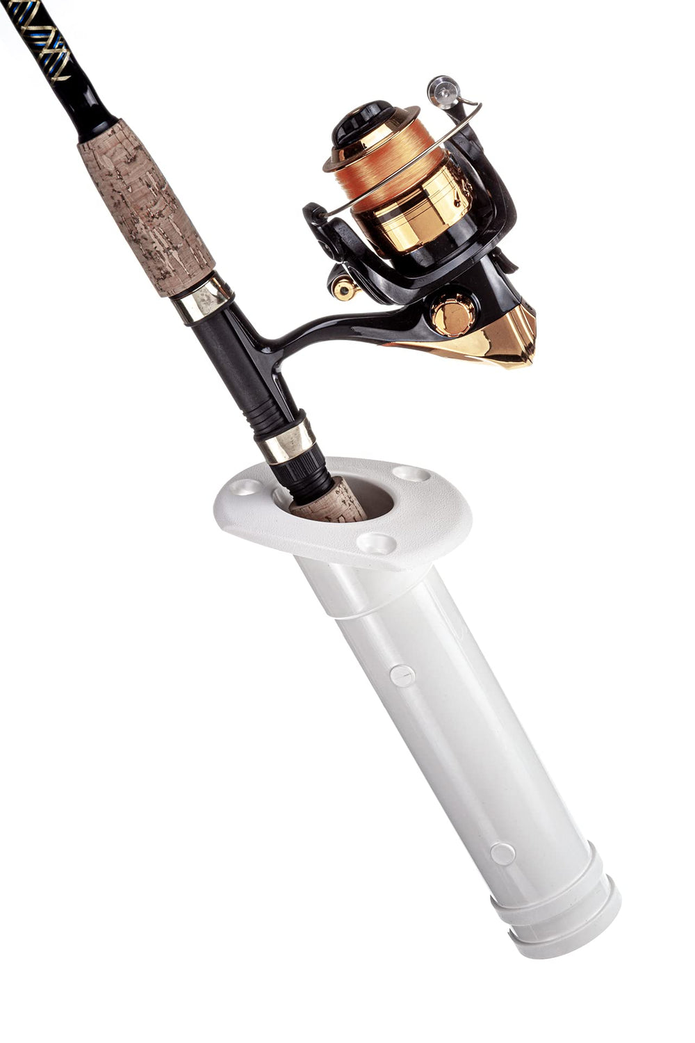 White ABS Attwood 12703D1 rod holder mounted on a boat deck for marine use