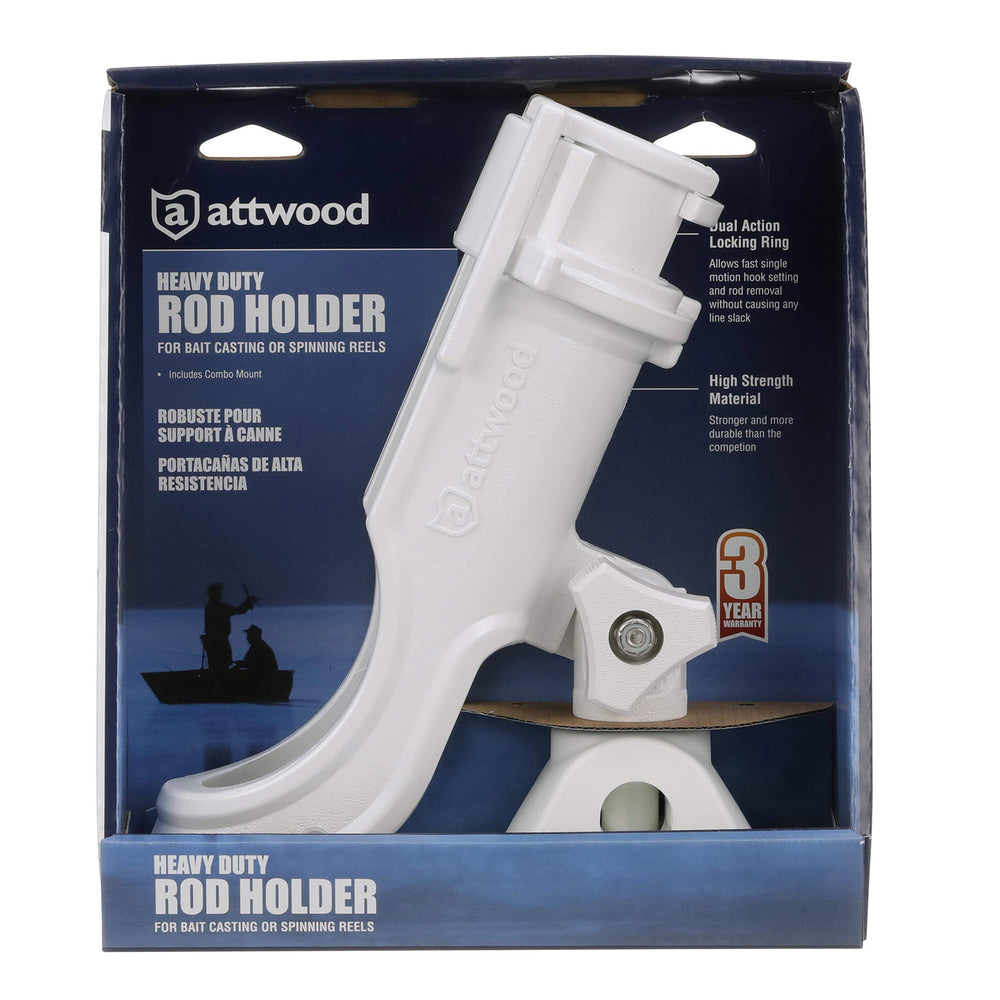 Attwood 5009W4 supports bait casting and spinning reels for versatility.