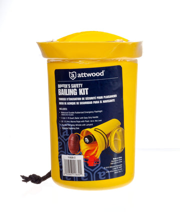Attwood Bailer Safety Kit safety yellow bailer increases on-water visibility.