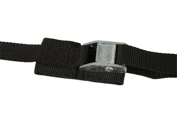 Sturdy poly web straps with vinyl-coated clips secure the kayak
