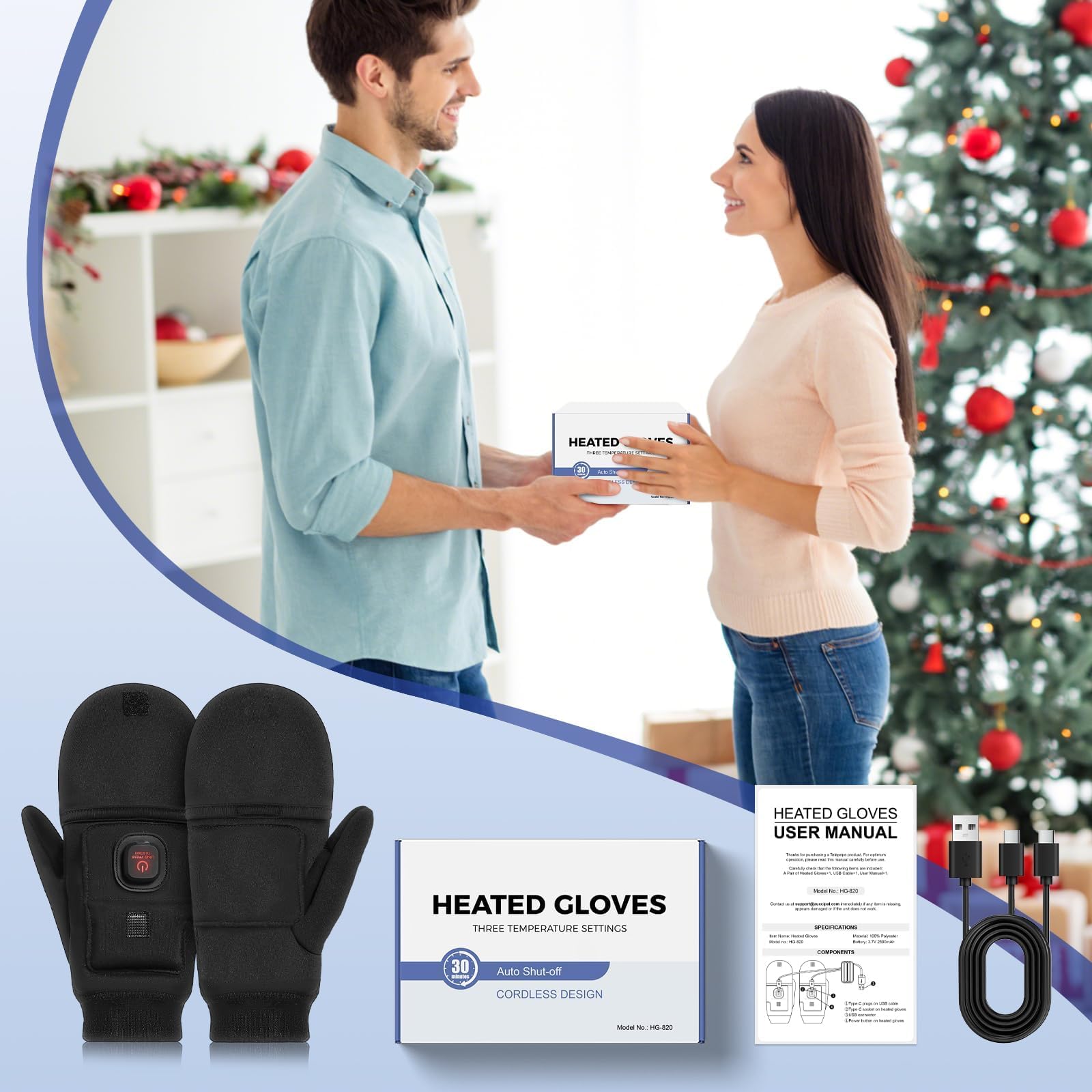 Auccipal heated gloves cleaning-care-damp-wipe easy maintenance after outdoor use