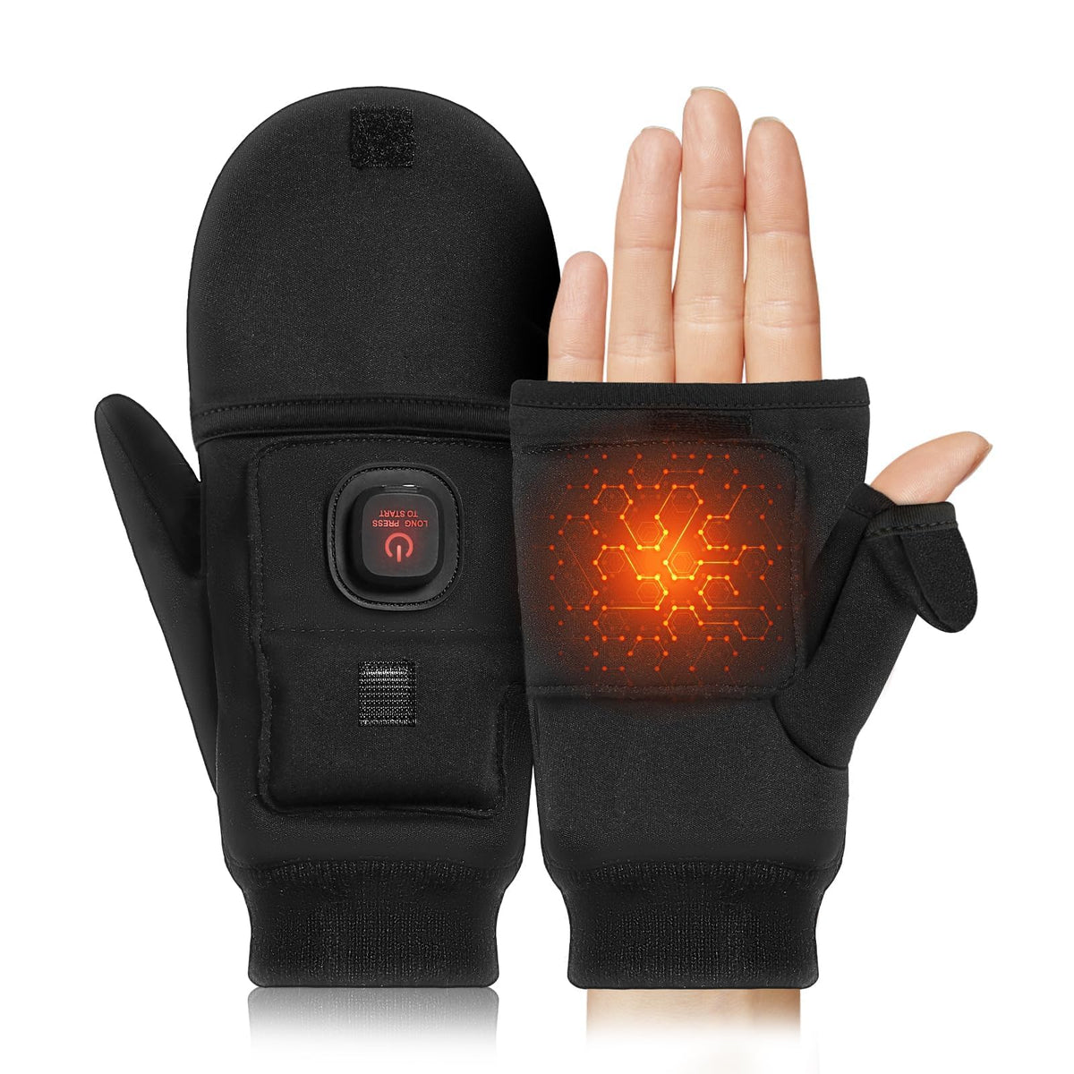 Auccipal heated gloves fingerless-switch for easy texting warmth on demand