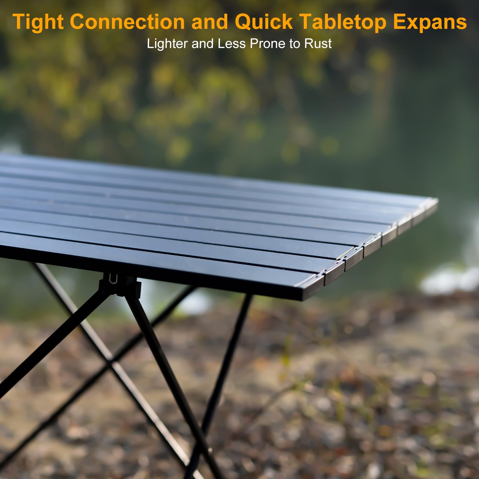 Audoyon foldable camping side table doubles as grill-side prep surface.