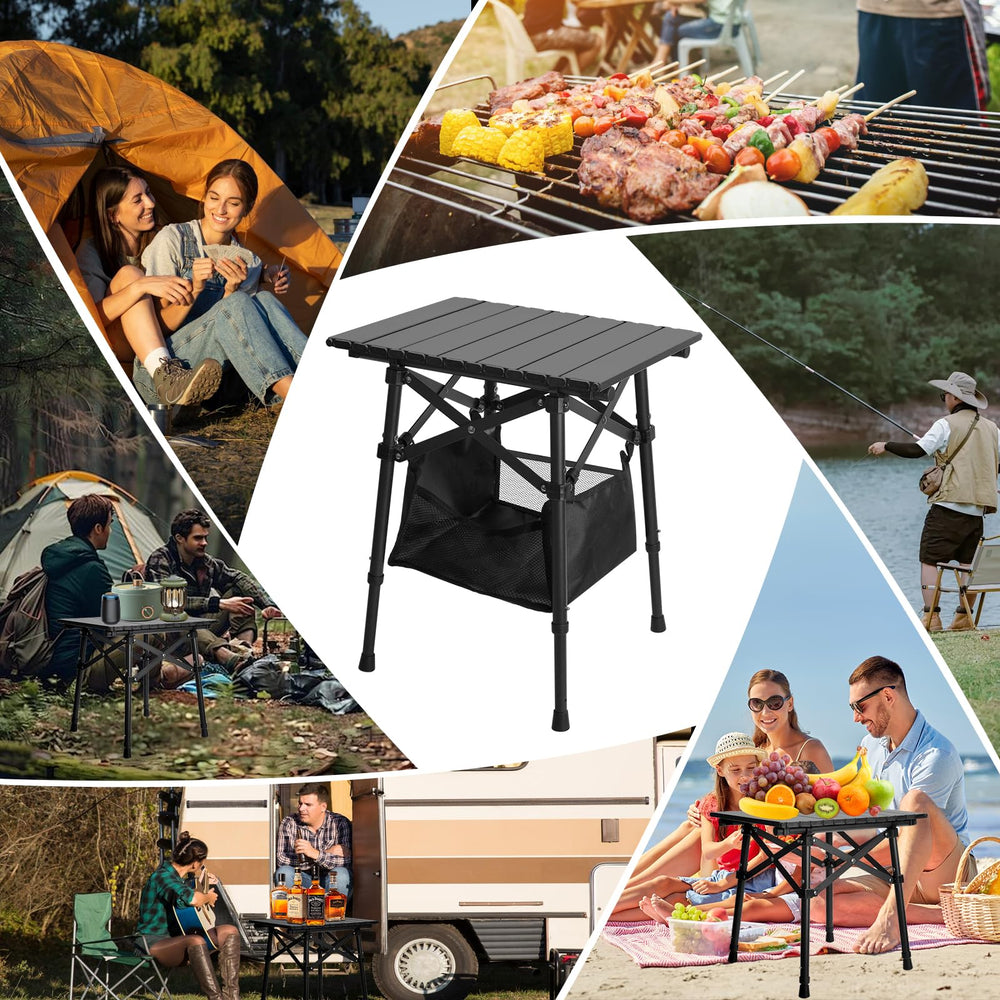 Audoyon beach-ready table with anti-slip feet on sand