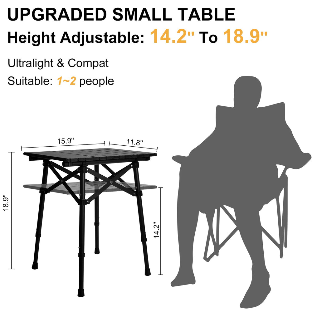 Audoyon adjustable-height table shown at 18.9 inches for dining