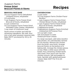Augason Farms broccoli used in soups and casseroles for quick meals.