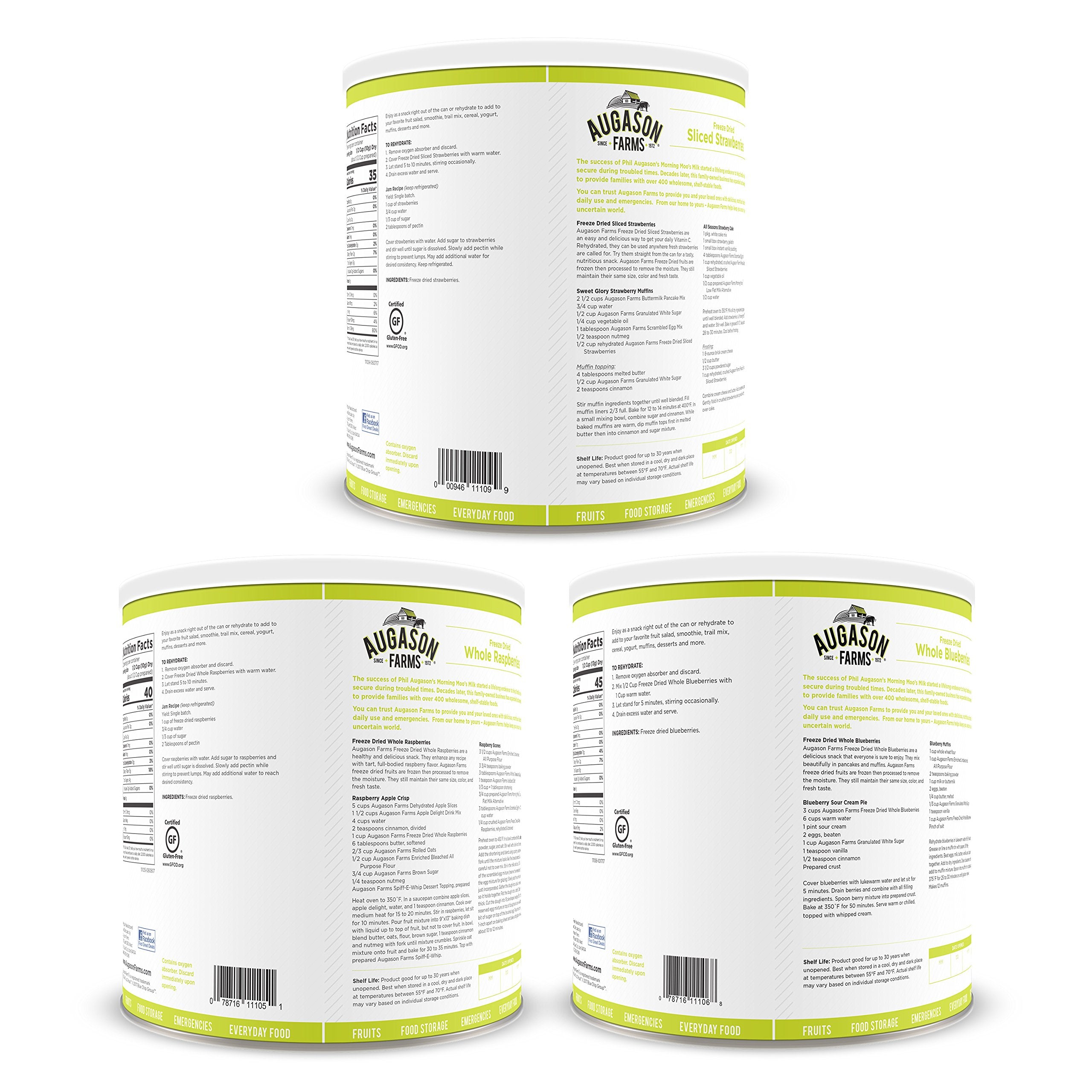 Augason Farms Freeze Dried Berries Kit closeup of berries highlights quick rehydration potential.