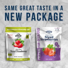 Augason Farms strawberry slices in a bowl for toppings and snacks.