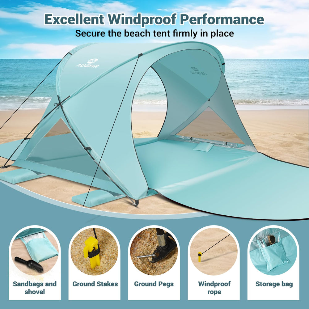 AugFir Beach Tent Sun Shelter dual-door design illustrates improved airflow