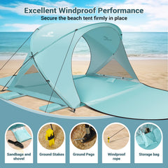 AugFir Beach Tent Sun Shelter dual-door design illustrates improved airflow