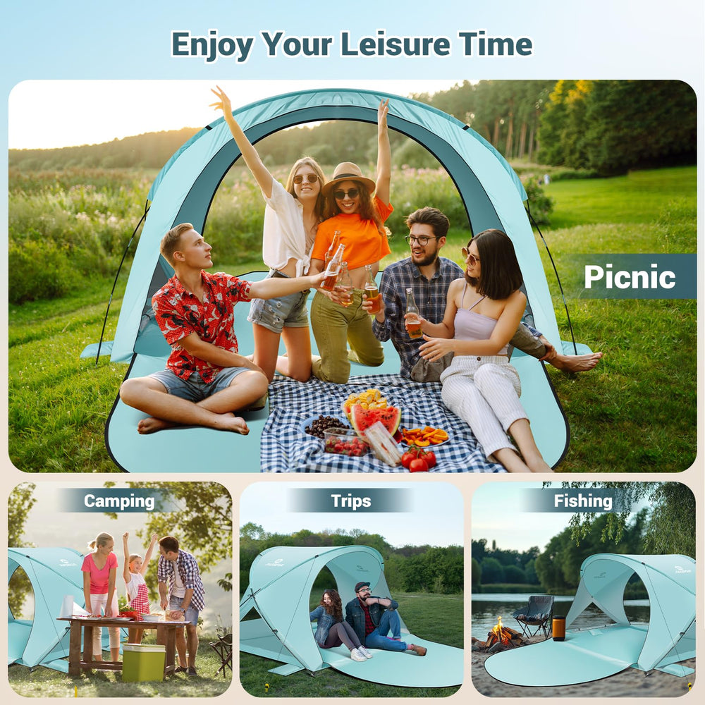 AugFir Beach Tent Sun Shelter included beach mat adds comfort on warm sand