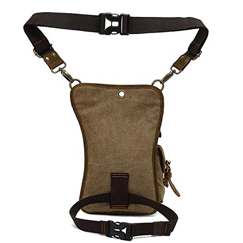 AUGU Coffee color drop leg bag offers a vintage, stylish outdoor look.