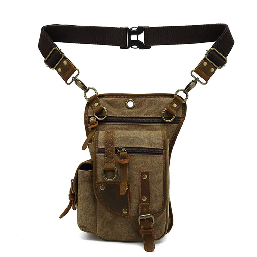 AUGU Drop Leg Bag worn during travel demonstrates compact storage and versatility.