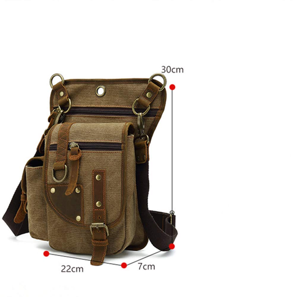 AUGU Canvas Drop Leg Bag side view showing adjustable straps for secure fit.