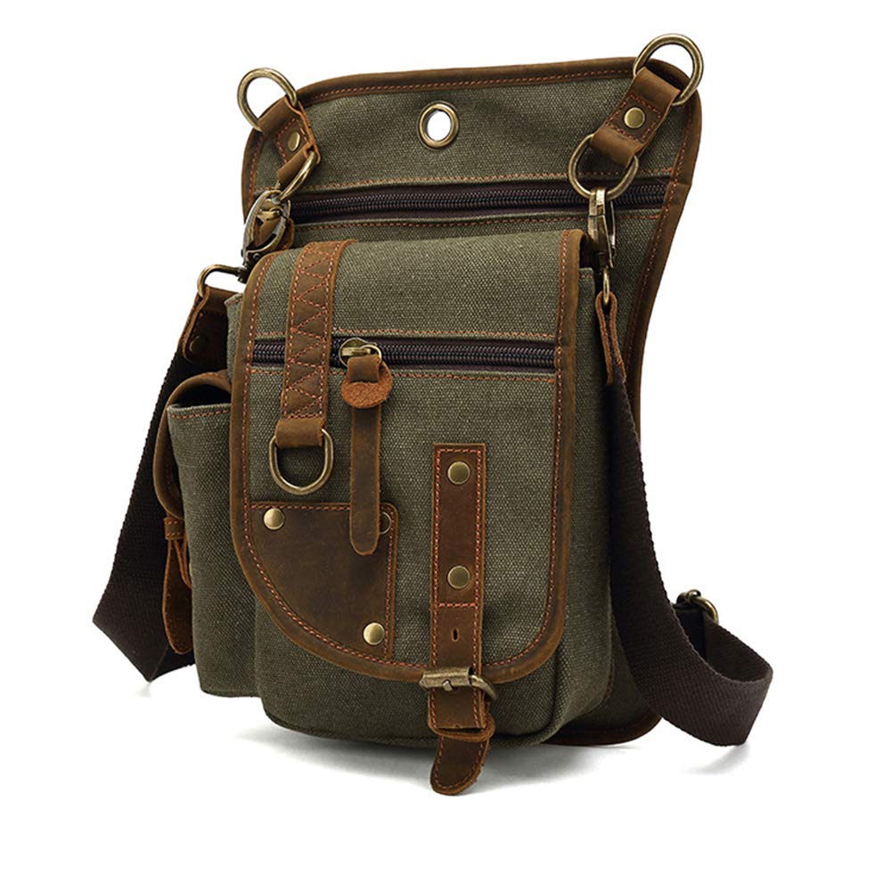 AUGU Canvas Drop Leg Bag worn on the thigh for hands-free daily carry.