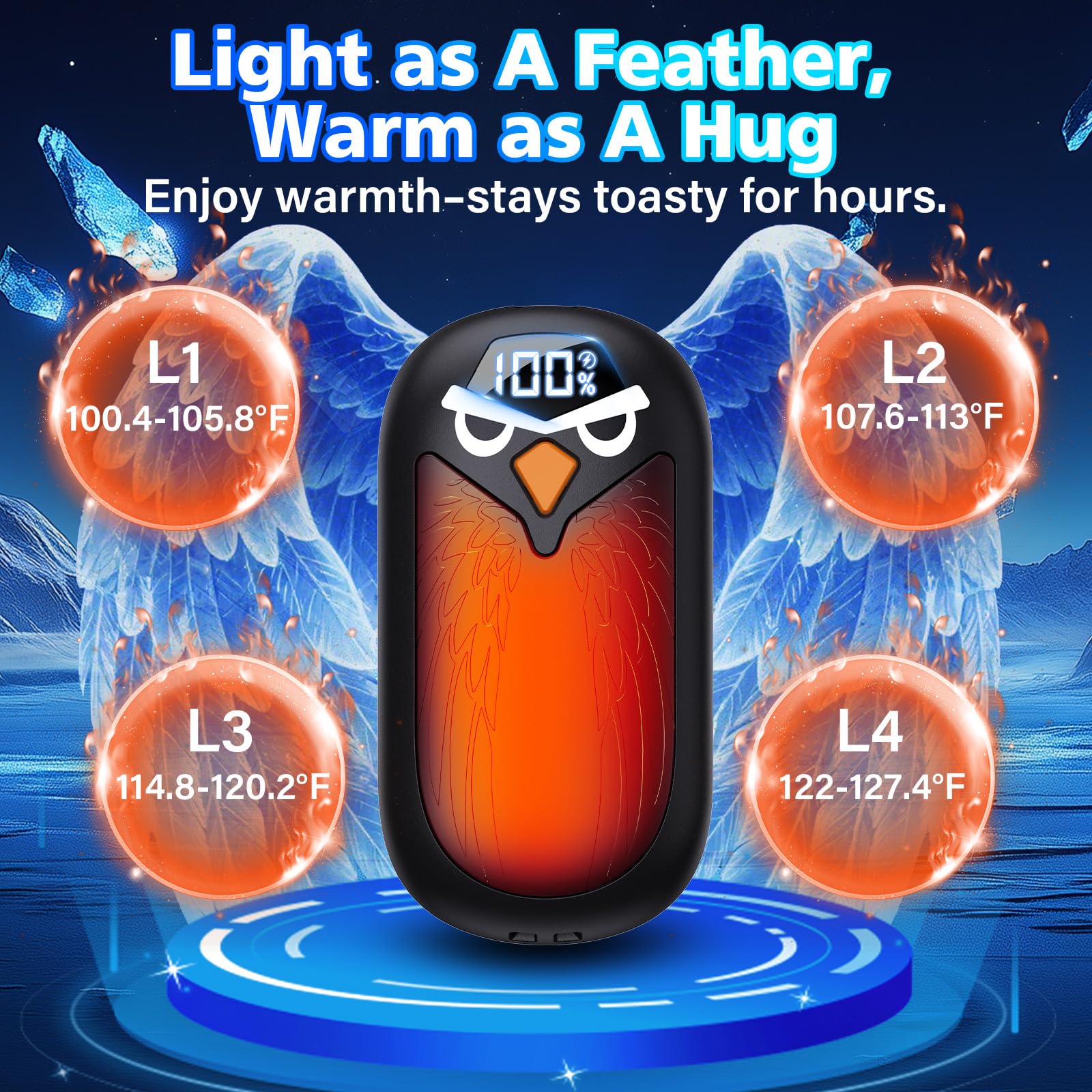 AUIIAH hand warmers four heat settings for customizable warmth