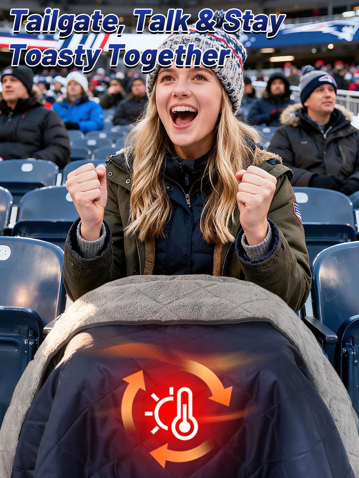 Aulock navy stadium blanket soft suede surface stays fluffy after washing
