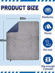Aulock navy stadium blanket spread on ground showing generous coverage
