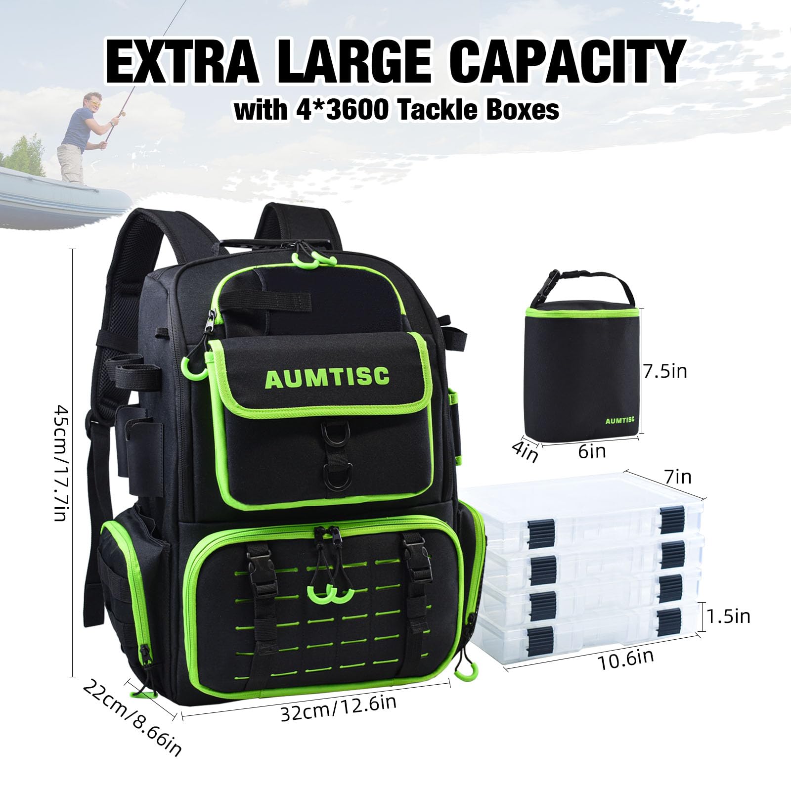 AUMTISC gear bag with multiple pockets for quick access and organization.