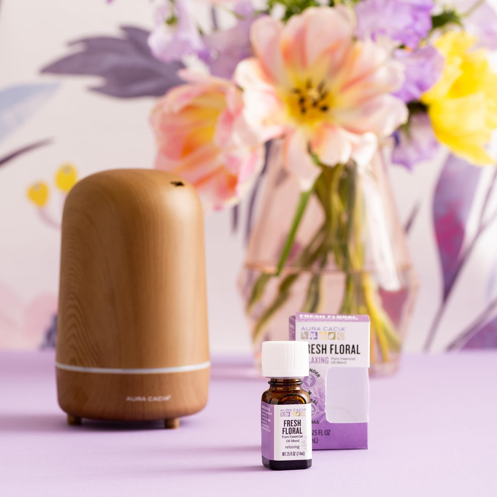 Aura Cacia Fresh Floral mist on linens provides a gentle, calming fragrance.