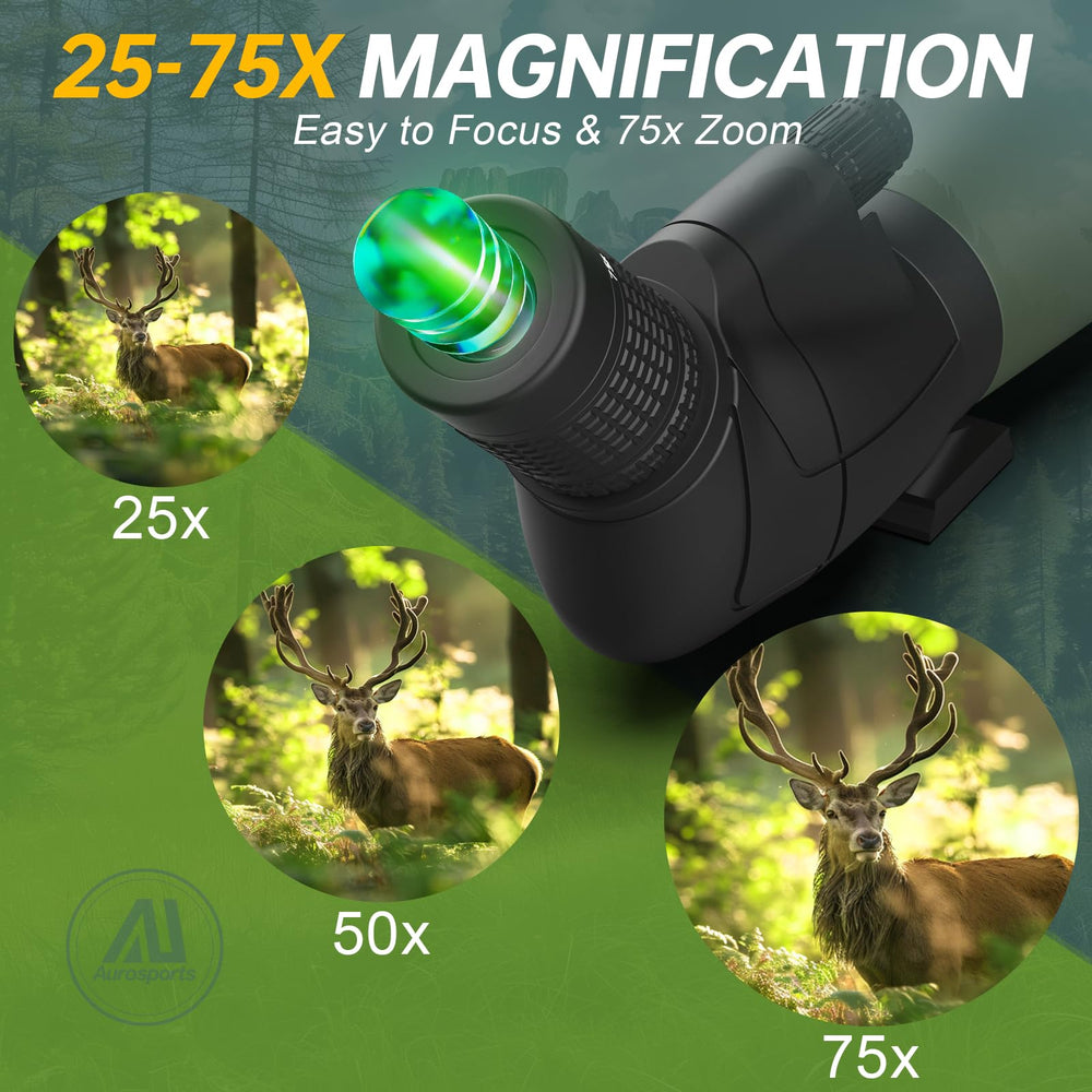 Aurosports spotting scope 80mm objective captures light for bright wildlife scenes