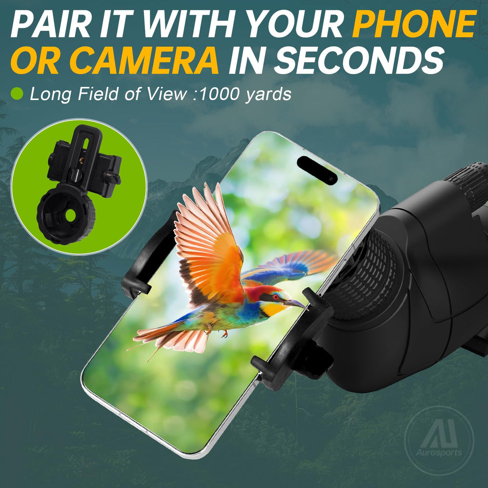 Aurosports spotting scope weatherproof body resists moisture and dust for rugged use