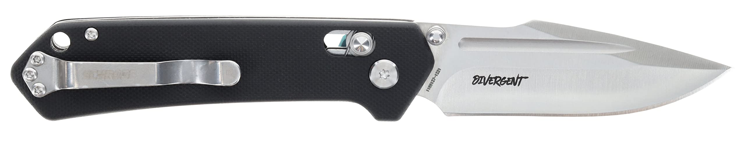 AUS-8 blade close-up on Schrade Delta Divergent