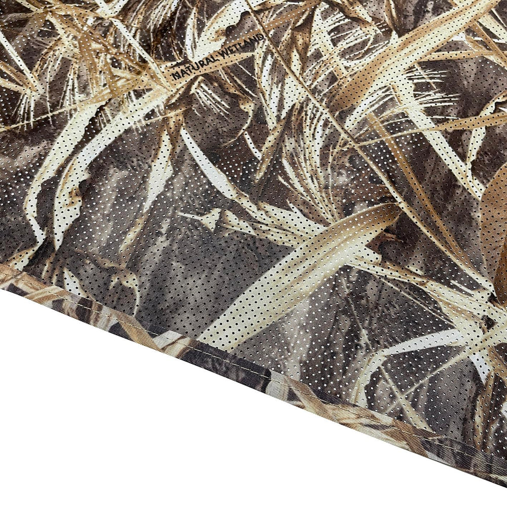 AUSCAMOTEK backyard privacy screen camouflage blends with trees and leaves