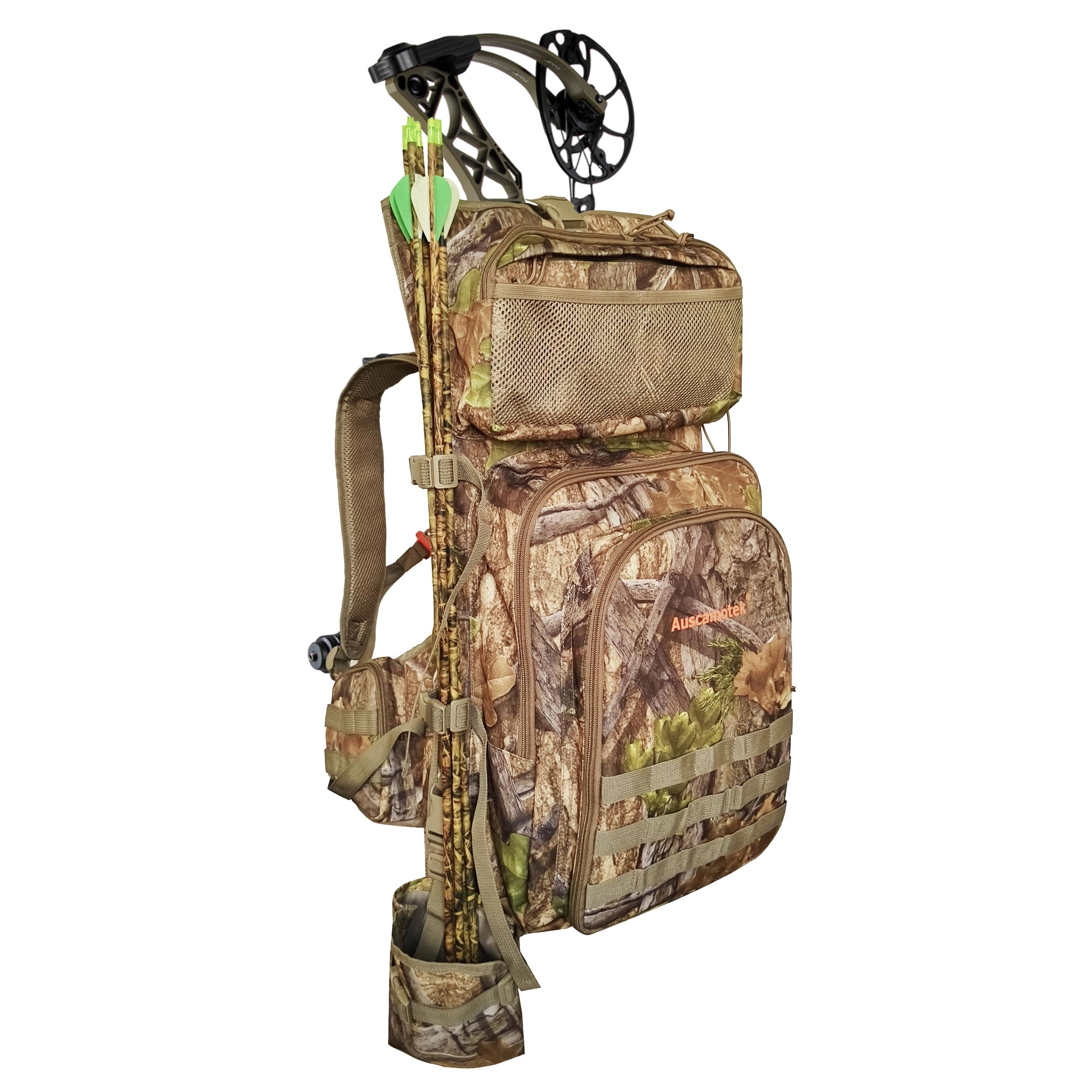 AUSCAMOTEK Bow Hunting Backpack main compartment shows bow-ready storage for quick field use.