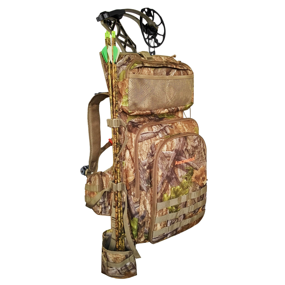 AUSCAMOTEK Bow Hunting Backpack main compartment shows bow-ready storage for quick field use.