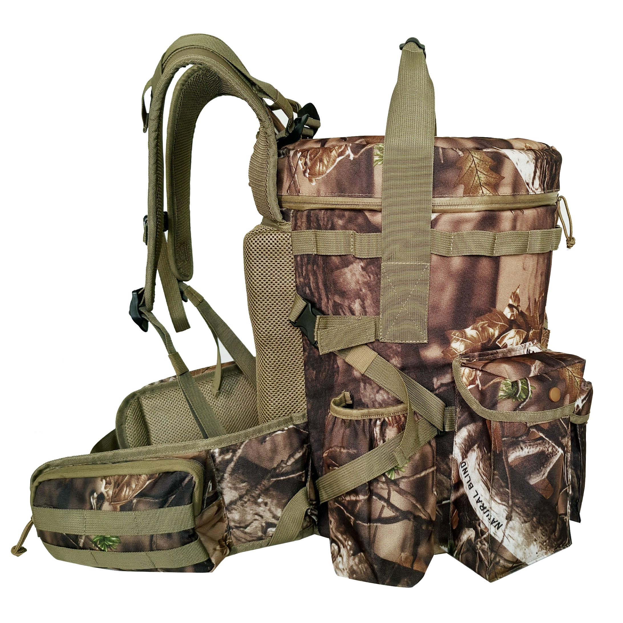 AUSCAMOTEK camo water-resistant fabric on backpack for rugged outdoor use.