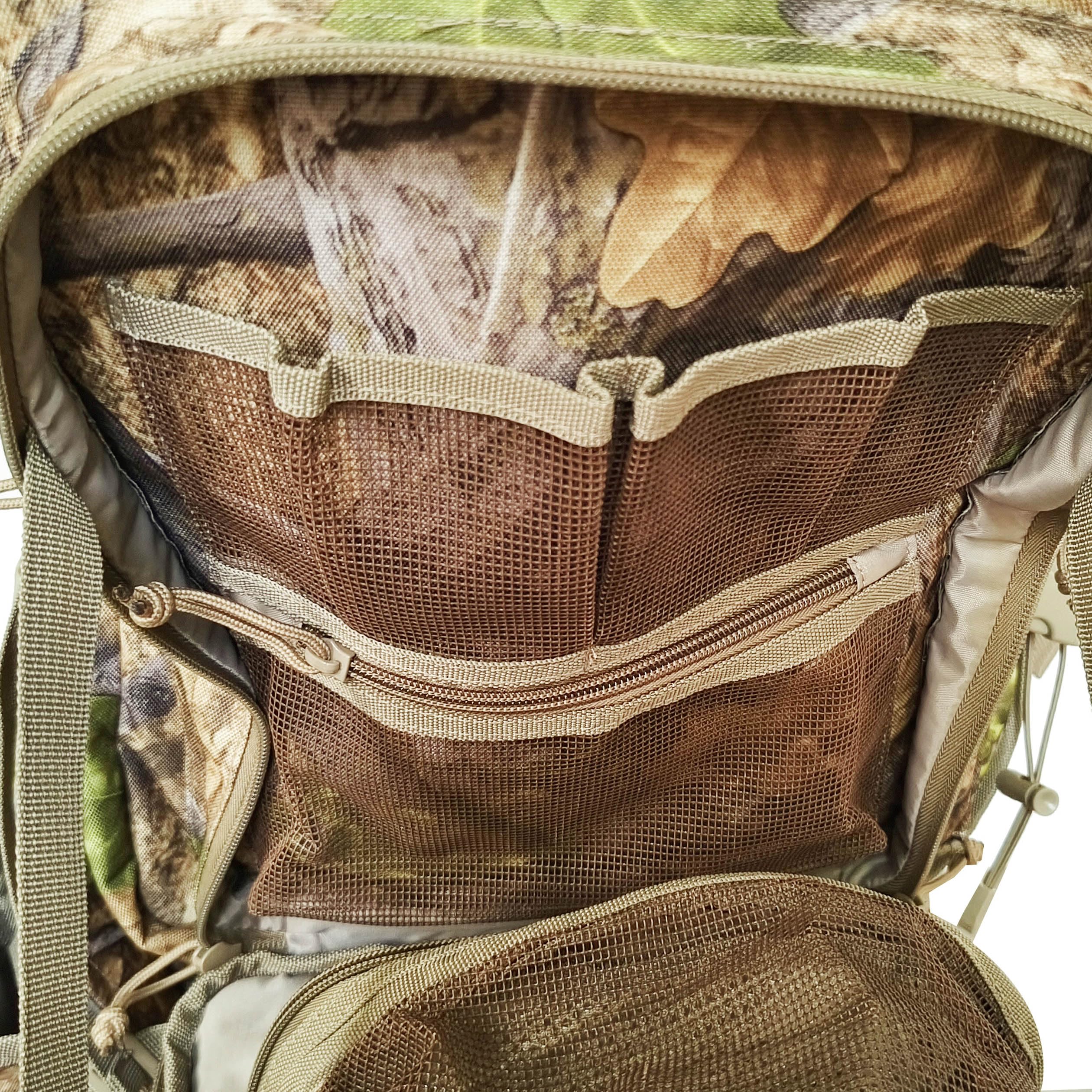 AUSCAMOTEK Bow Hunting Backpack durable camo design stands up to rugged conditions.